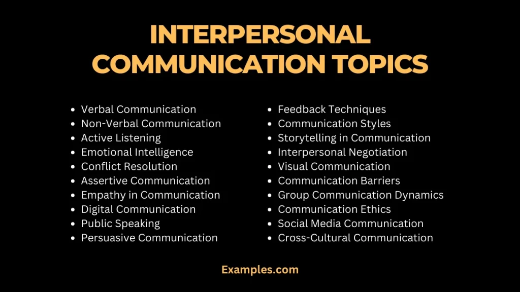 20 Interpersonal Communication Topics Examples