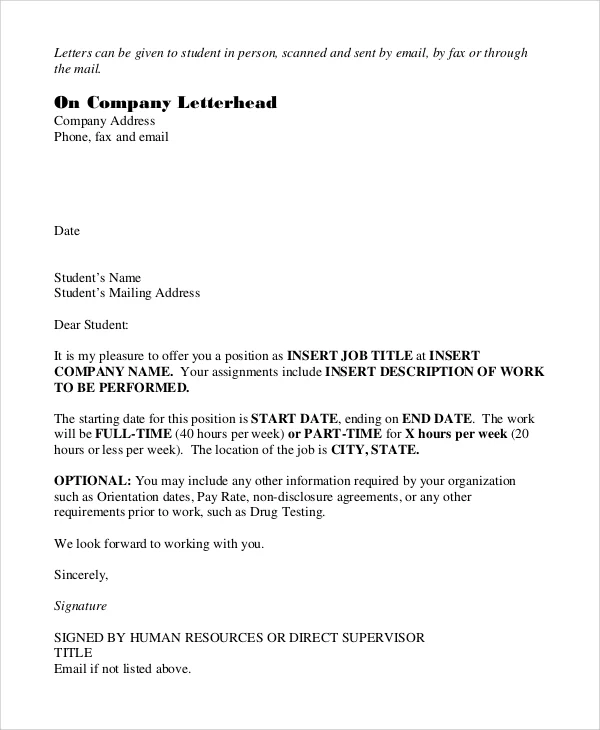 FREE 7+ Sample Job Offer Letter Templates in MS Word | PDF