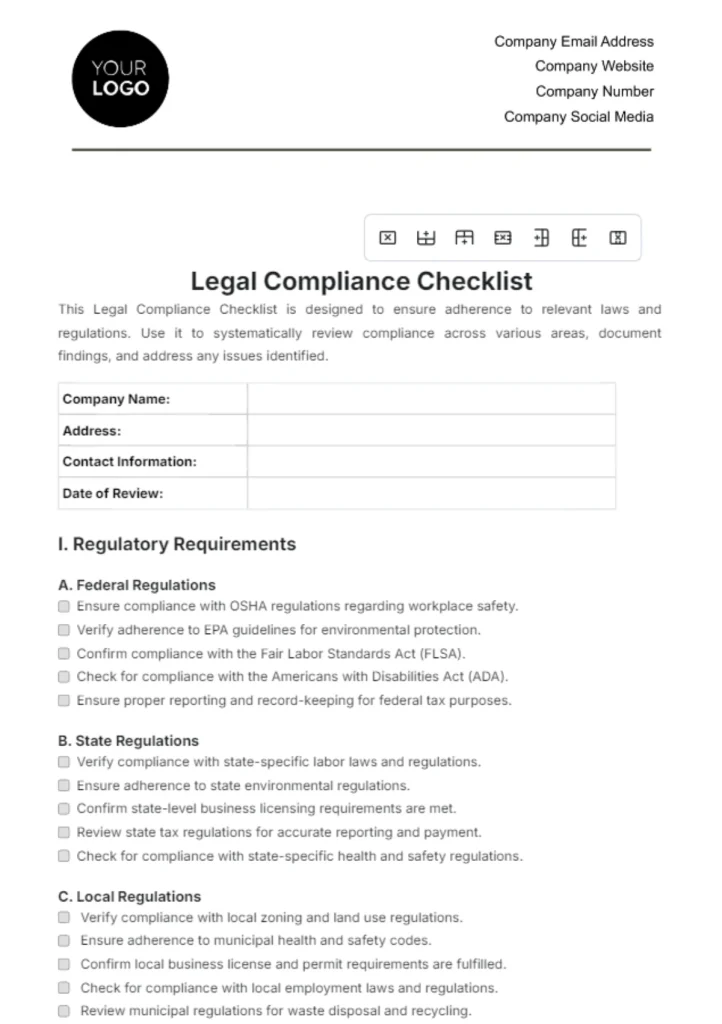Free Legal Checklist Templates, Editable and Printable