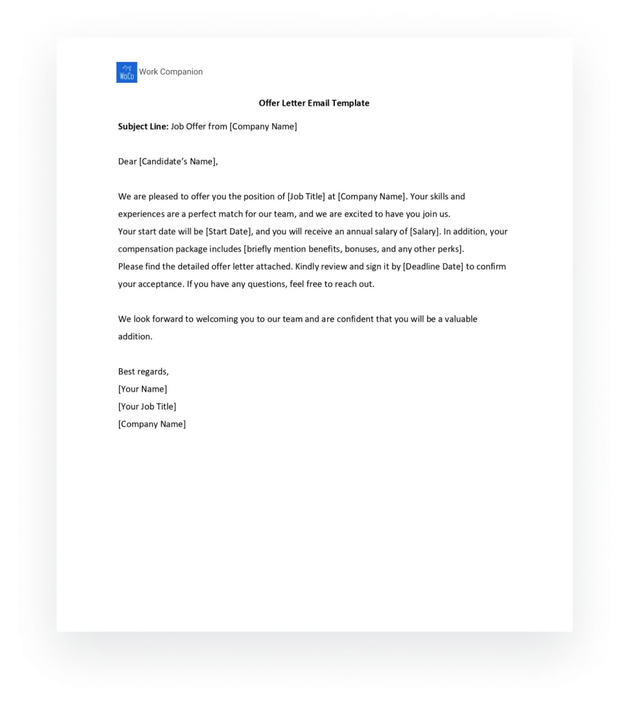 Free Offer Letter Template Download | Professional HR Template 2025
