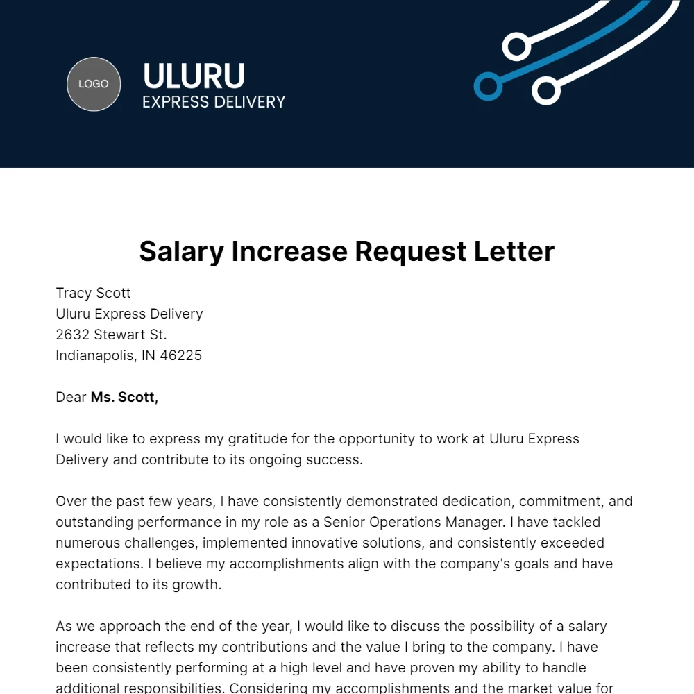 Free Salary Increase Request Letter Template to Edit Online